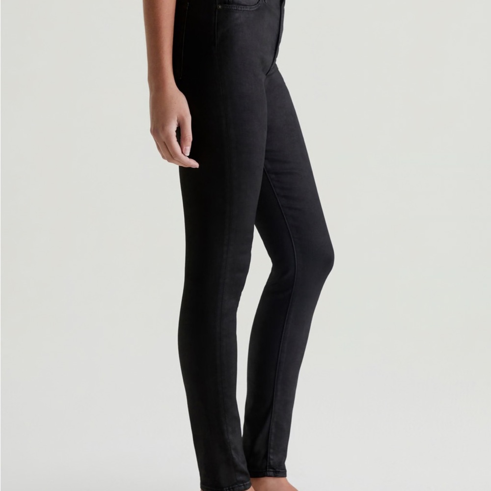 AG Jeans The Farrah Skinny Mid Rise Ankle Black Coated Denim - Picture 2 of 7